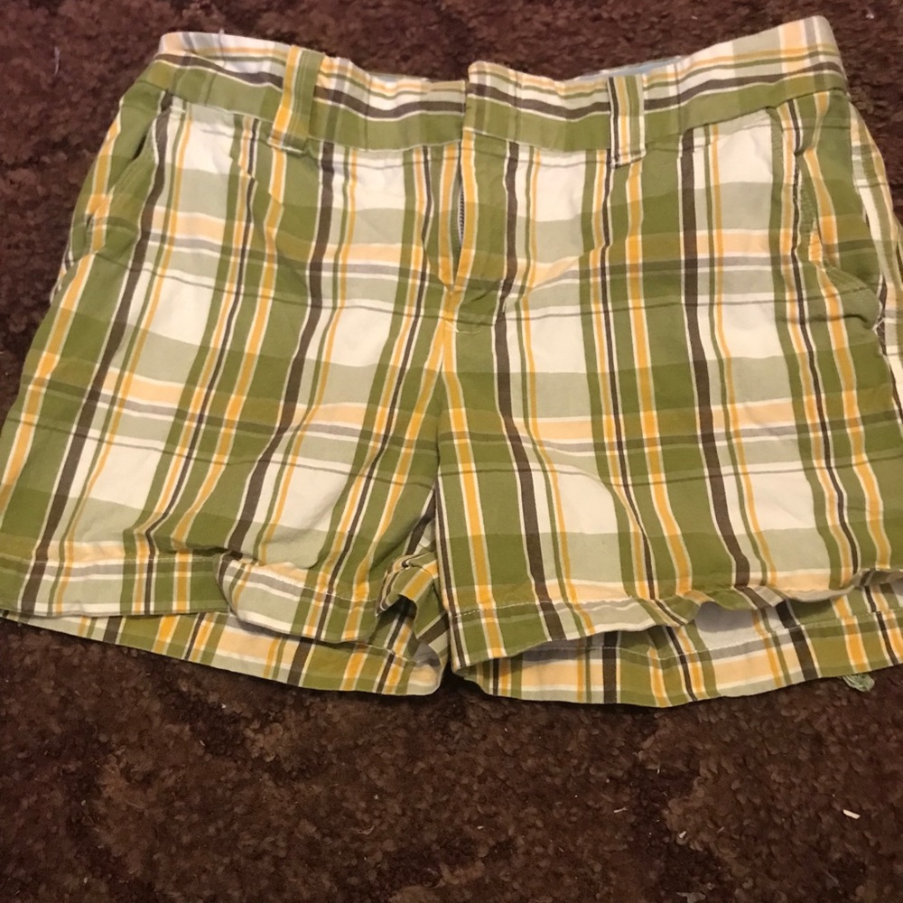 Green and yellow plaid Tommy shorts.